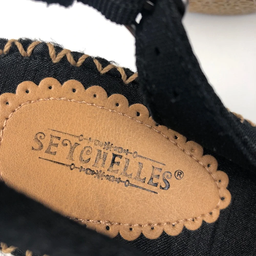 Seychelles Singapore Peep Toe Slingback Black Sz7
